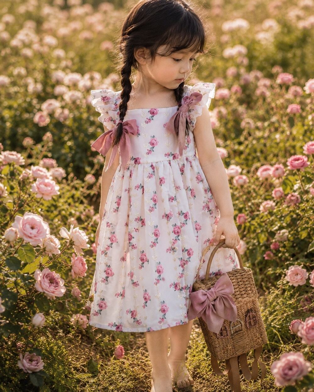 Enchanted Rose Garden Embroidered Flutter Strap Midi Dress 4/5
